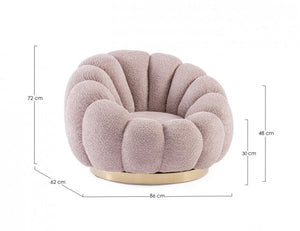 Poltrona girevole florel rosa antico 86x62x72