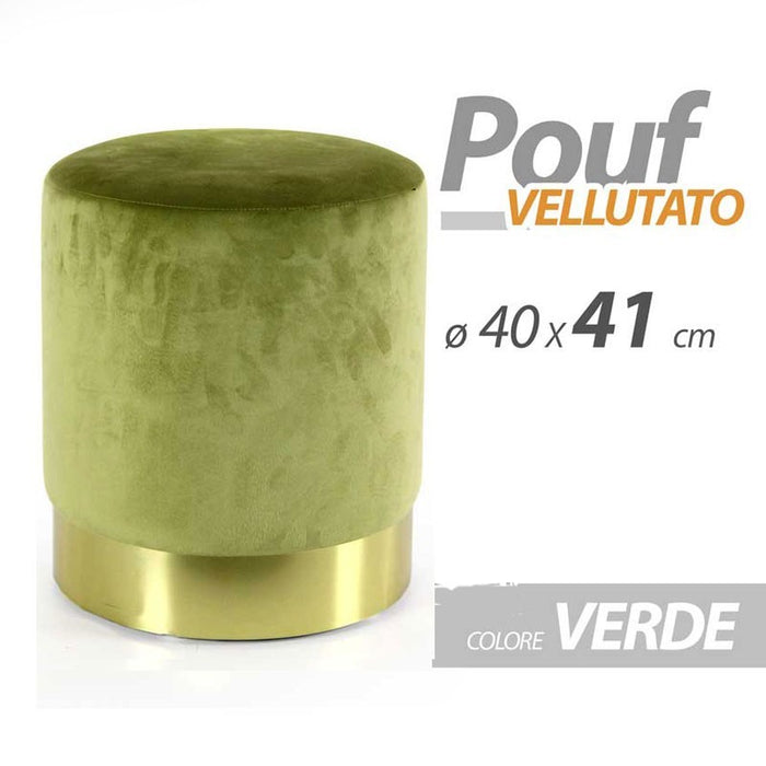 Pouf design verde chiaro velluto con oro cm 40 x 41 h