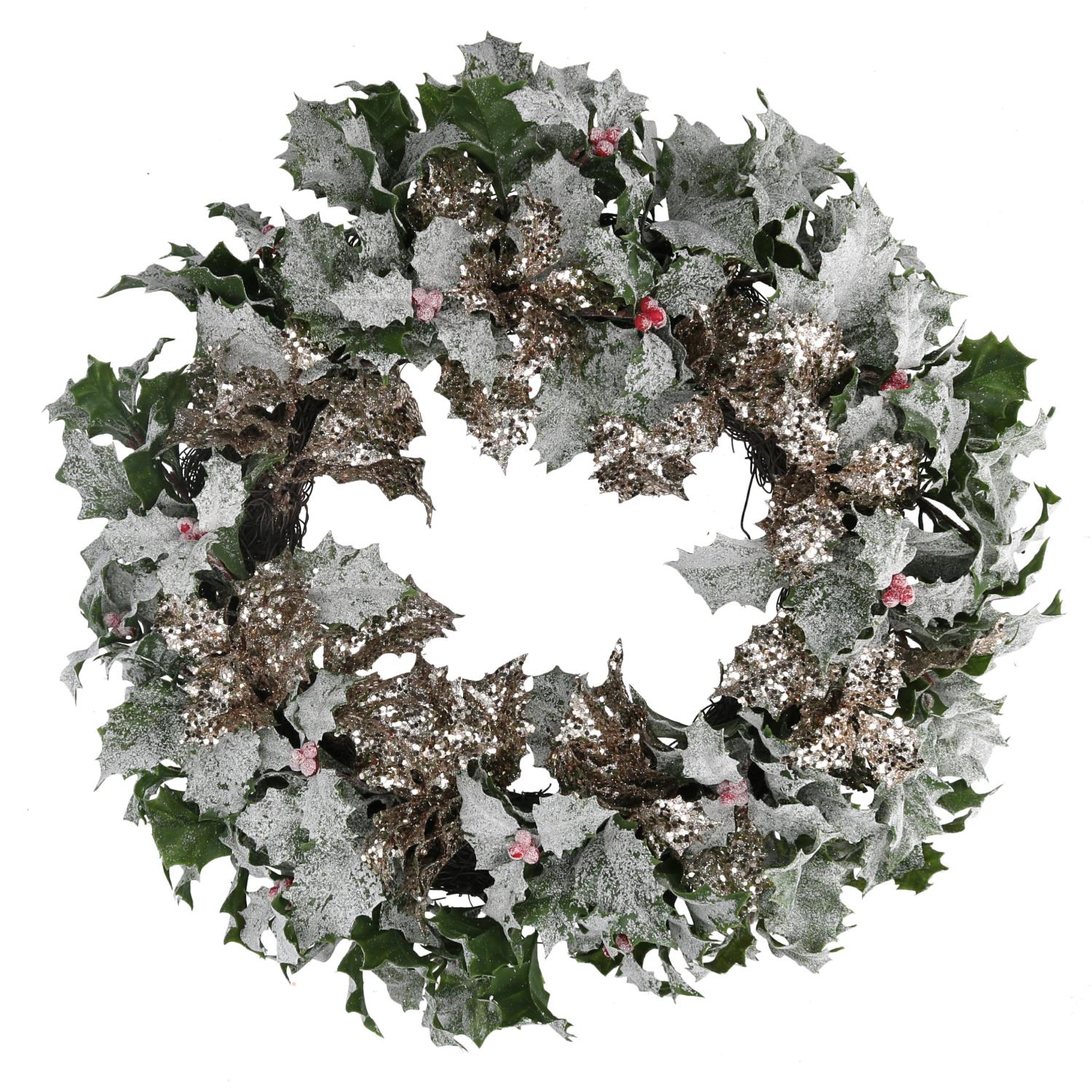 Coroncina con pungitopo oro cm36h50