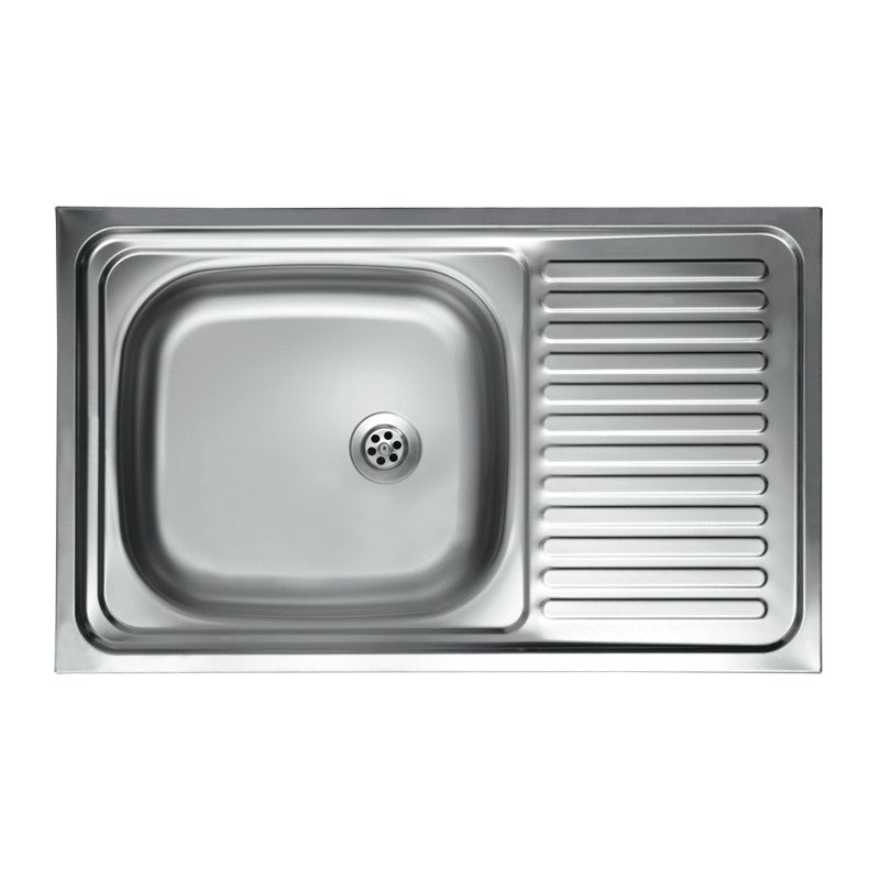 Lavello cucina vasca con gocciolatoio dx in acciaio da appoggio 50x80 cm(N216DX)