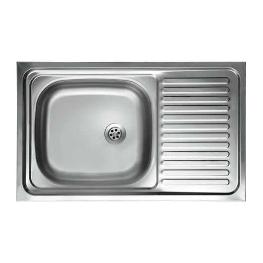 Lavello cucina vasca con gocciolatoio dx in acciaio da appoggio 50x80 cm(N216DX)