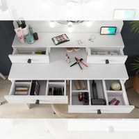 Toeletta trucco bianca con specchio 147x41x100 cm