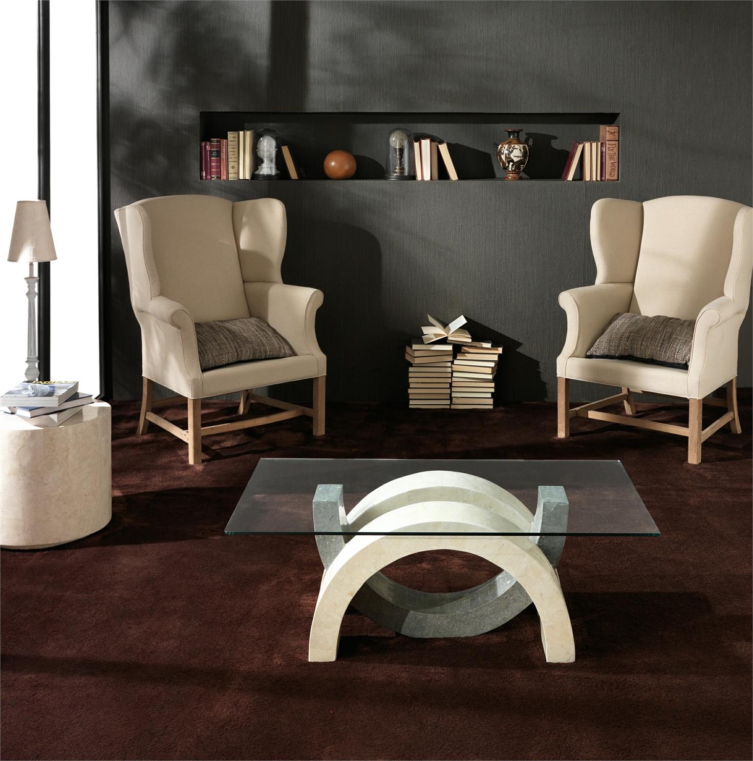 Tavolino trasparente-beige-grigio 70 cm x 120 cm H. 41 cm