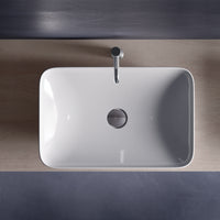 Lavabo rettangolare da appoggio senza foro - 55x36 cm, bianco