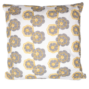 Cuscino tessuto fiori grigio giallo quadro cm 45x45h10