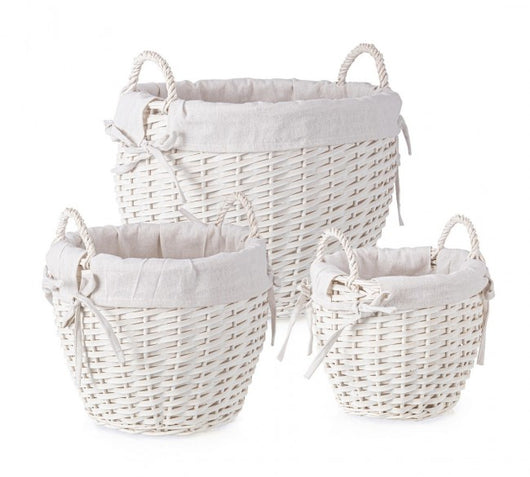 2x Set di ciotole bianche D.20,5x19h, D.30x25,5h, D.38,5x30h