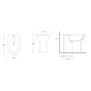 Bidet per la terza et L.385 xP.580 x h.490 mm