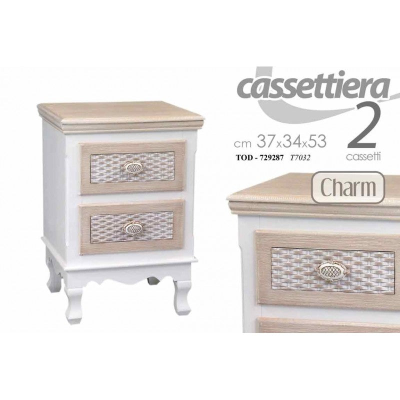 Comodino cassettiera con due cassetti cm 37 x 33 x 53 h