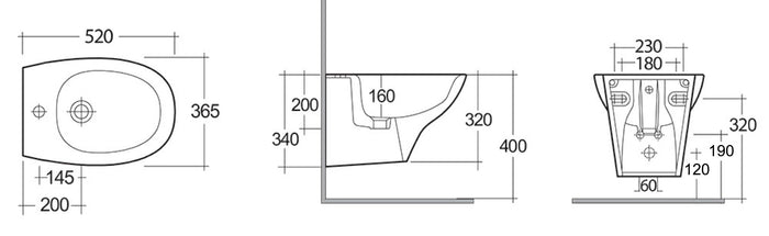 Bidet sospeso con erogazione rubinetto