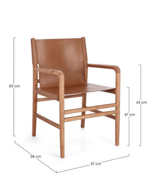 Sedia in pelle cognac 57x58x85 cm