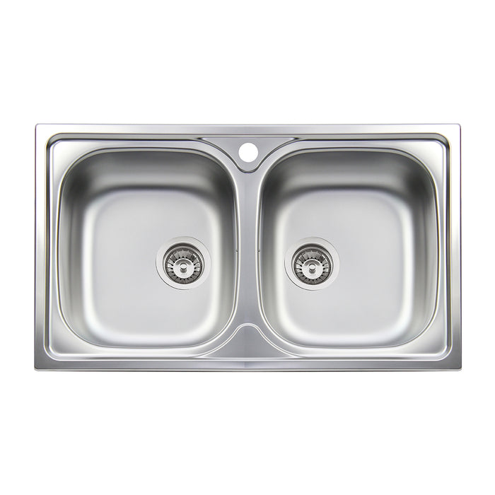 Lavello Incasso Acciaio Inox 2 Vasche Cm 86