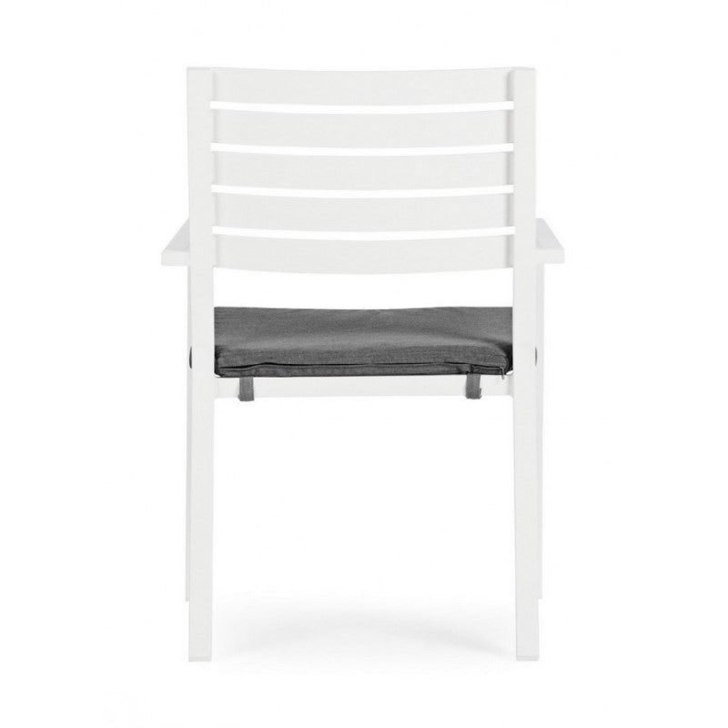 Sedia con braccioli Helina bianco in alluminio