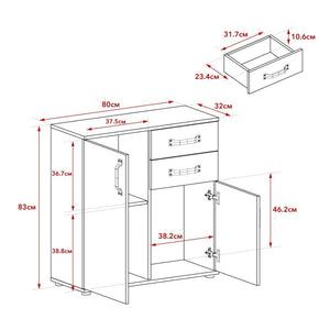 Credenza rovere e bianco 80x32x83 cm