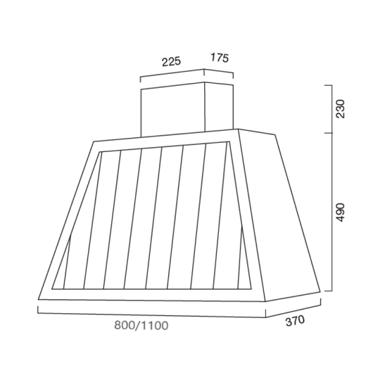 Cappa aspirante GARAGE WOOD DOGATO in acciaio inox silver cm 80
