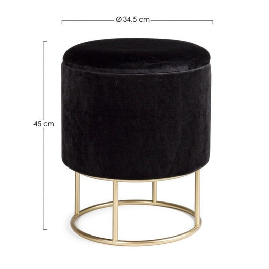 Sgabello con struttura metallo oro contenitore nero