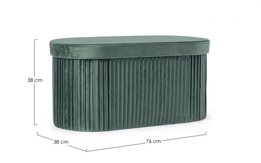 2x Pouf in velluto verde 76x38x38