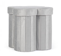 4x Pouf grigio in velluto 40x40x40