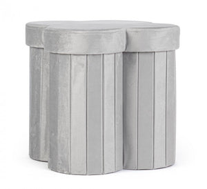 4x Pouf grigio in velluto 40x40x40