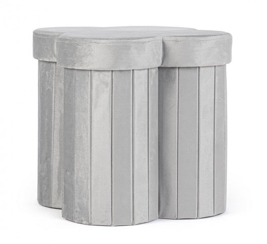 4x Pouf grigio in velluto 40x40x40