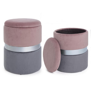 Set due pouf moderni apribili grigio rosa grigio