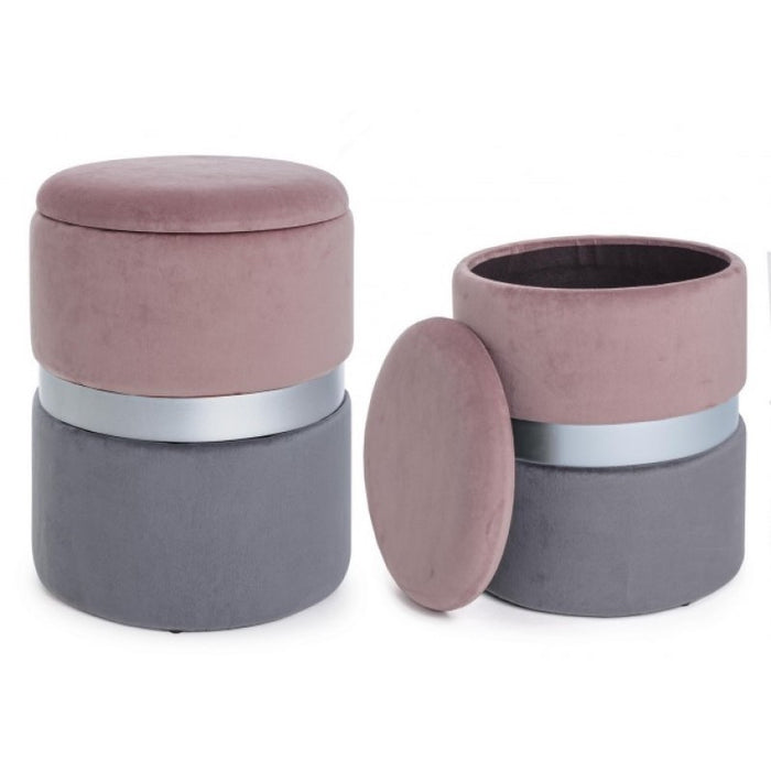 Set due pouf moderni apribili grigio rosa grigio