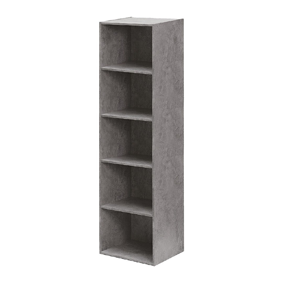 Libreria in legno 5 ripiani scaffale Cemento 40x29xH. 172 cm