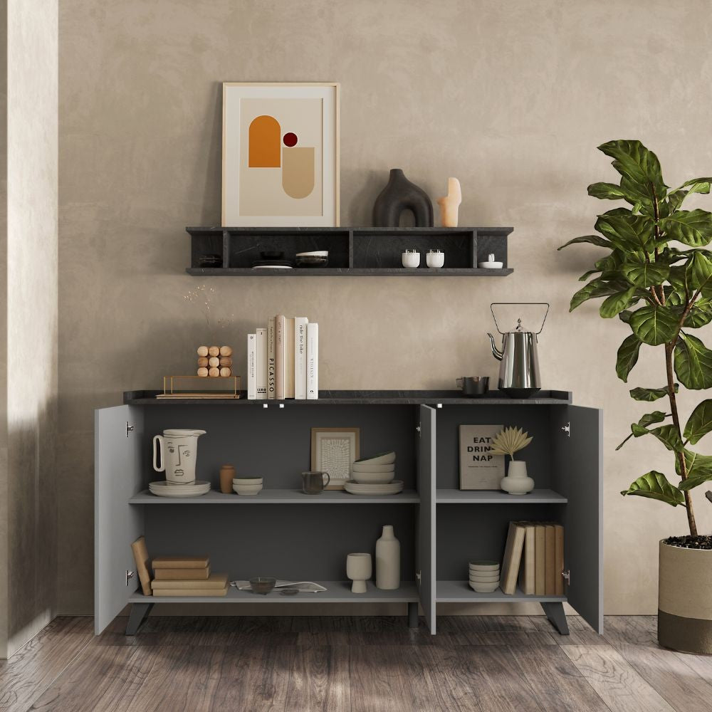 Madia 99x181x42 in ardesia e piombo