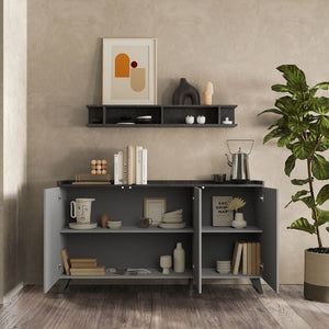 Madia 99x181x42 in ardesia e piombo