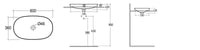 Lavabo incasso ovale allungato senza foro 60x36 cm, bianco