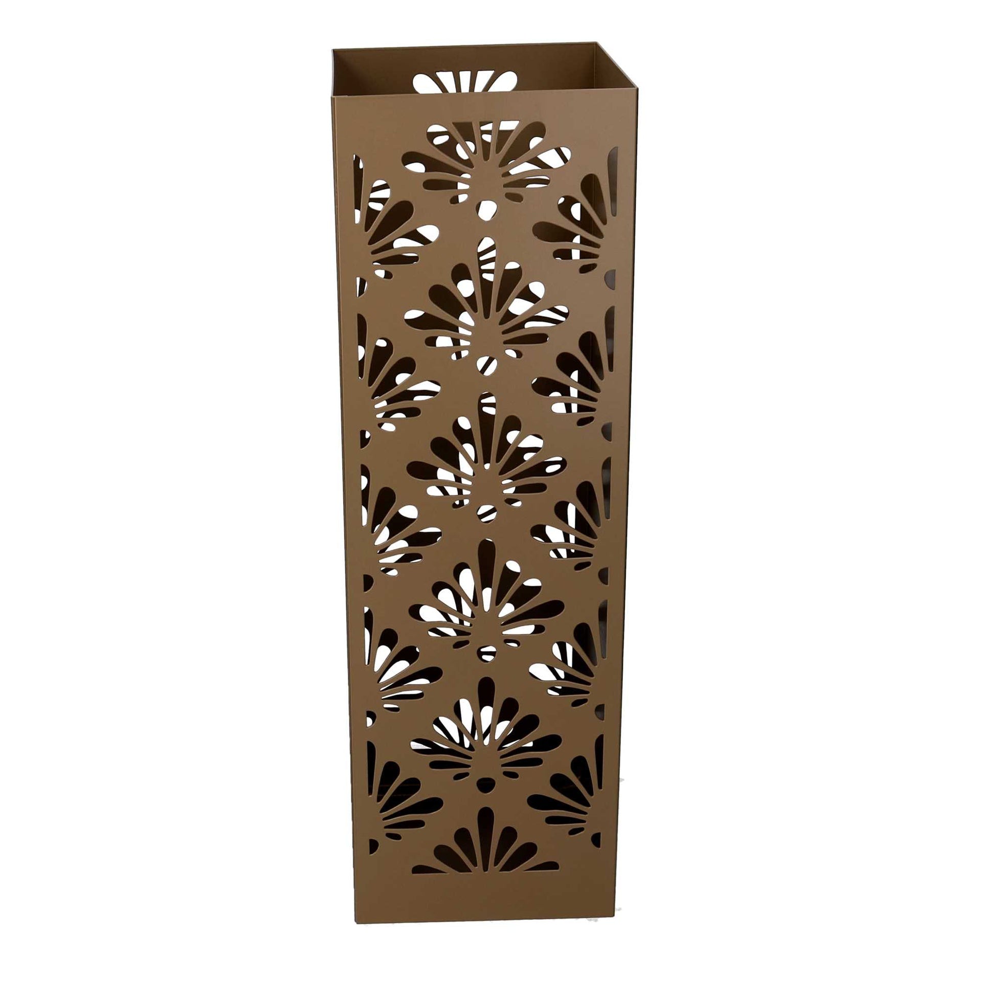 Portaombrelli metallo damasco oro quadro cm 15,5x15,5h49