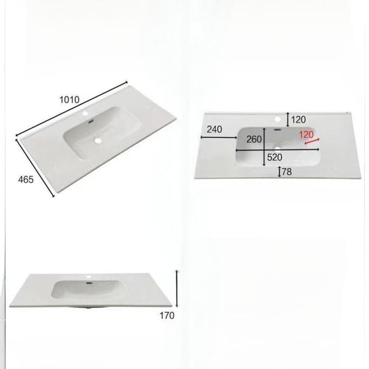 Lavabo da appoggio 101x46.5x14 cm bianco