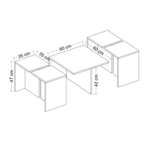 Set tavolini 60x60xh.42 cm Owentav nero/noce