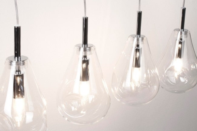 Lampadario 4 luci 75x15x120h trasparente argento
