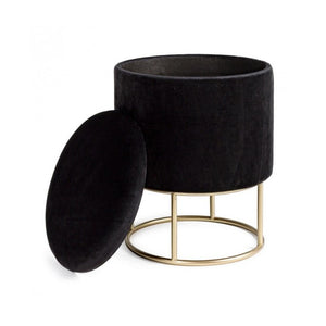 Sgabello con struttura metallo oro contenitore nero