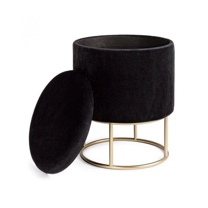 Sgabello con struttura metallo oro contenitore nero
