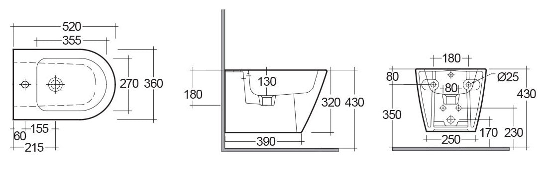 Bidet Sospeso Resort Fissaggio Nascosto
