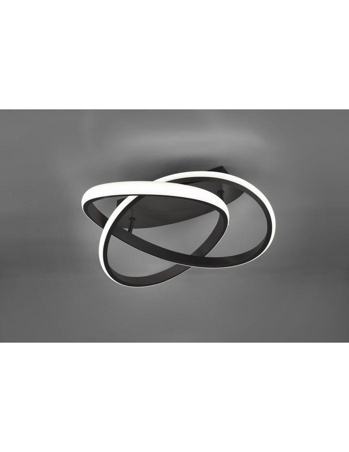 Plafoniera Course Antracite Spirale Led 18w Dimmerabile Ø45 cm Trio Lighting