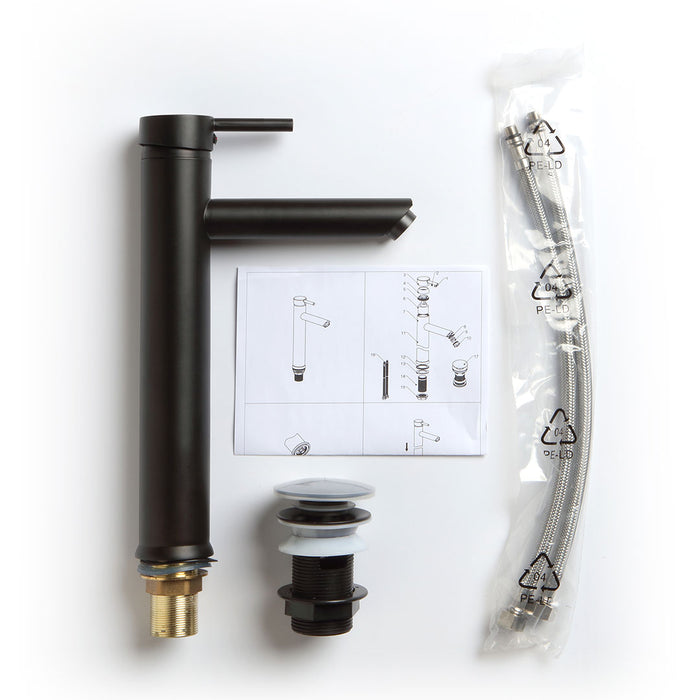 Miscelatore nero opaco per lavabo bagno