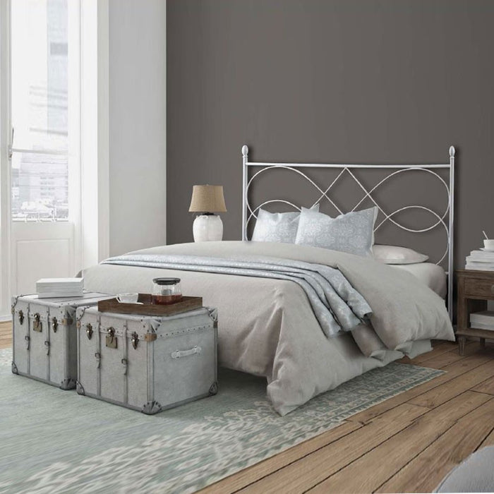 Letto in ferro matrimoniale con giroletto in ferro  SOSPIRO Bianco 166x203x h128 cm