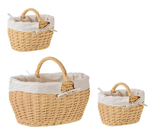 2x Cesta beige 26x20x15/21h e 46x32x24/33h