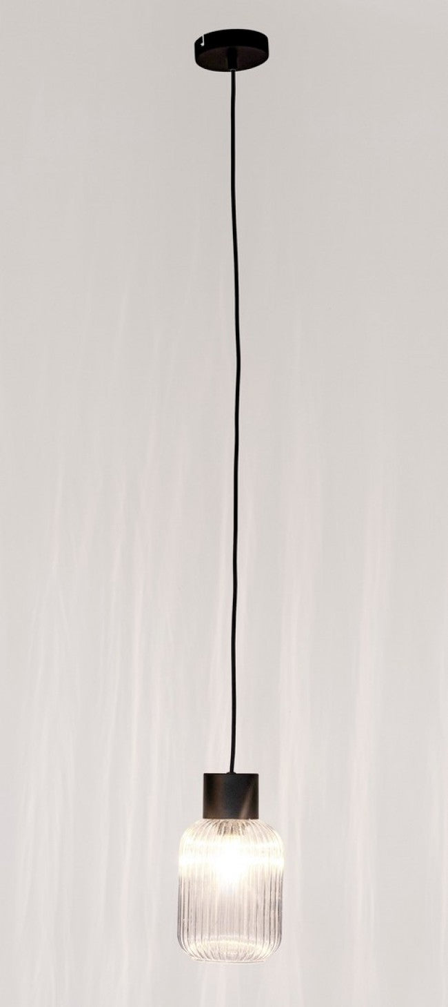 Lampadario 1 luce trasparente-nero D.15x120h