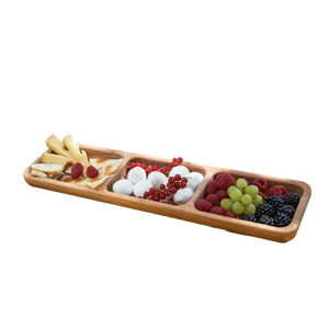 Vassoio unico in legno di faggio con 3 scomparti