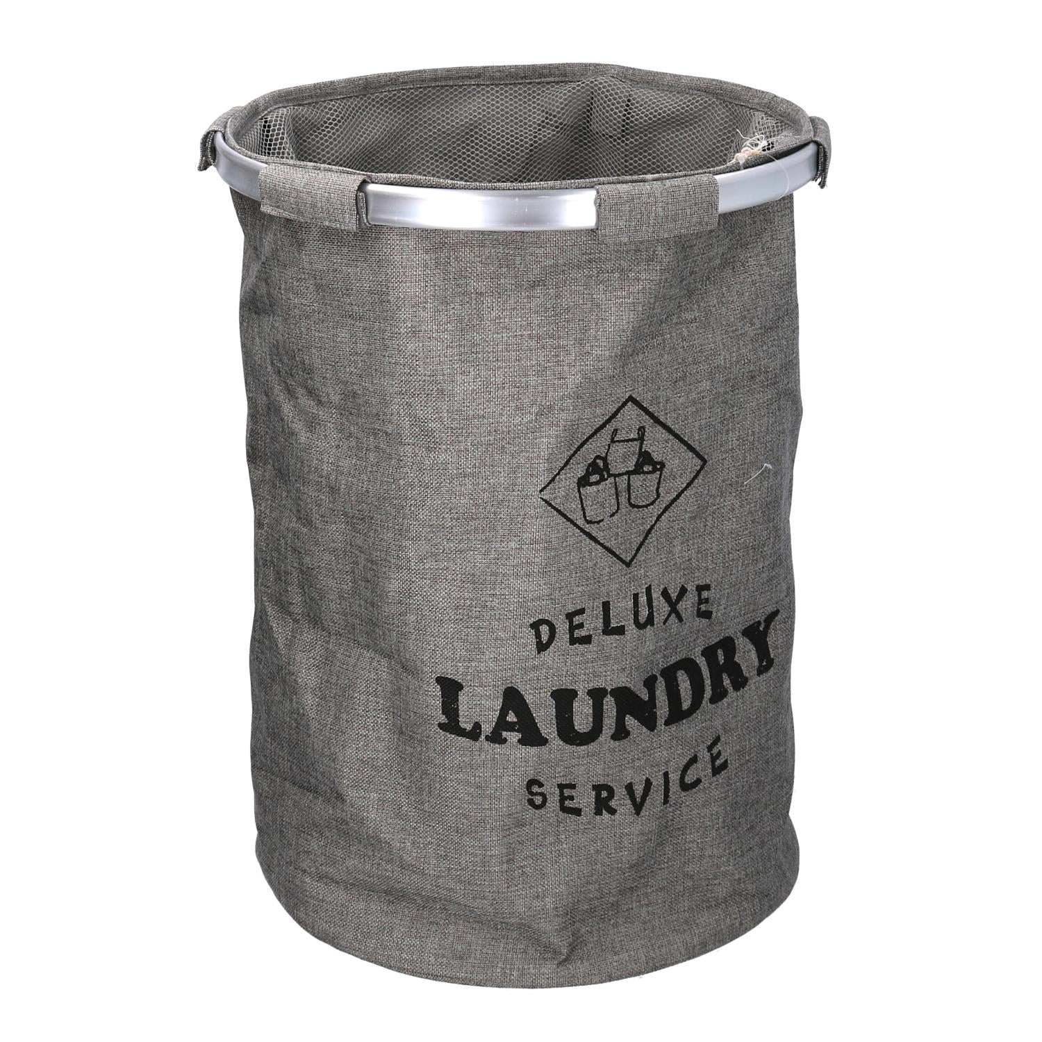 Cestone tessuto sacco grigio tondo pieghevole cm 40h55