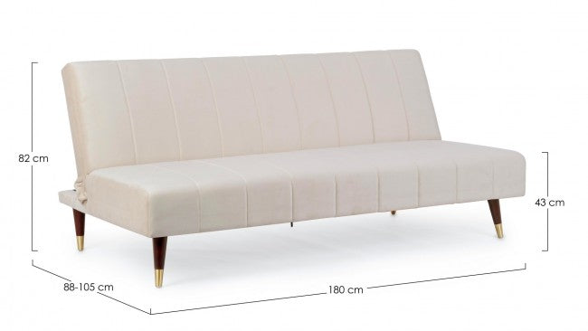 Divano-Letto Alma 3 posti Beige  effetto velluto 180x88x82h cm
