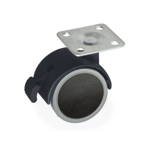 Ruota pivotante con freno 50x50 mm nera