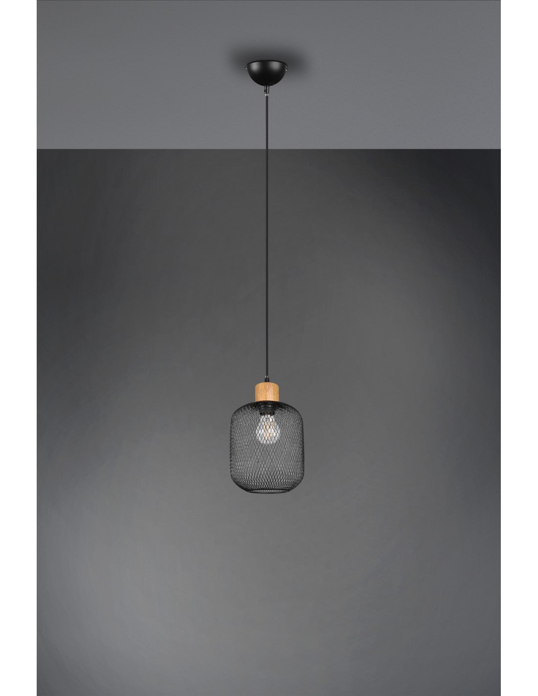 Sospensione Calimero 1xE27 Rete Metallo Nero Ø18 cm Trio Lighting