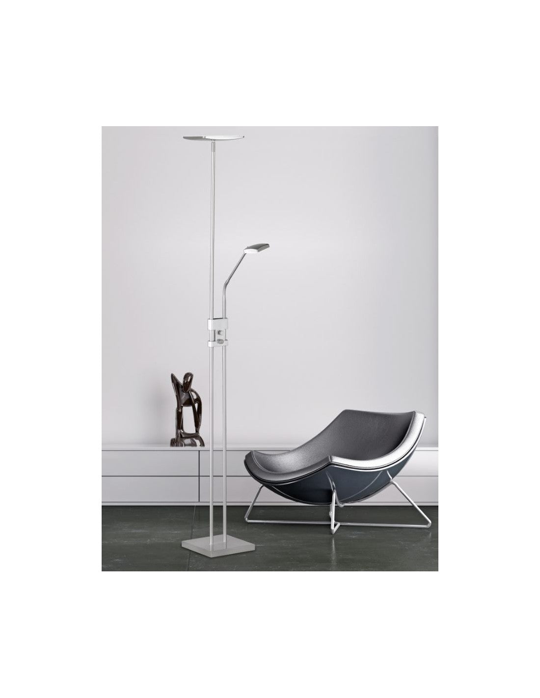 Piantana 2 Led Luke Nichel Luce Orientabile Trio Lighting