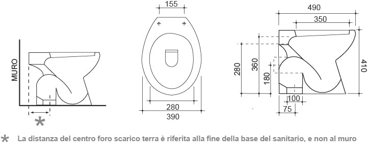 Vaso eco champagne con scarico a pavimento