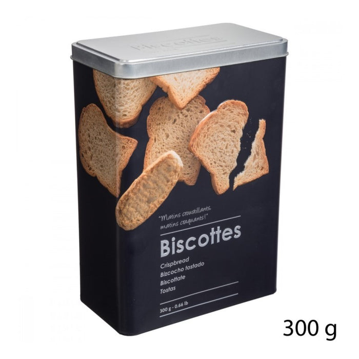 Contenitore per fette biscottate in ferro con rilievo Nero 300g 18x10x h24,5 cm