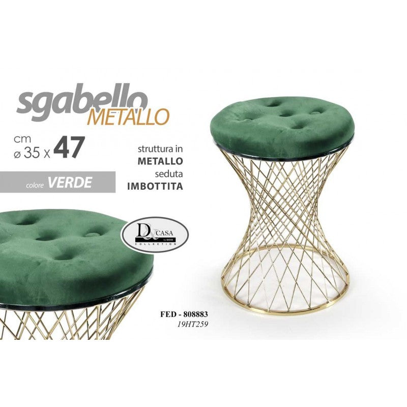 2x Sgabello trendy verde con struttura oro 35 x 47 h